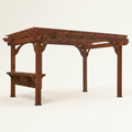 Outdoor Cedar Pergola Built to Withstand 100mph Winds, Built-in Bar, PowerPort Electric, 140 Sq Ft Shade