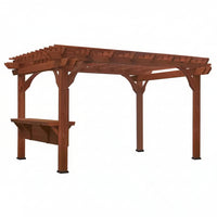 Outdoor Cedar Pergola Built to Withstand 100mph Winds, Built-in Bar, PowerPort Electric, 140 Sq Ft Shade