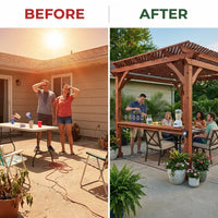 Ashland 10 Ft. X 14 Ft. All Cedar Wood Outdoor Pergola Shade Structure with Bar and Electric — Before & After